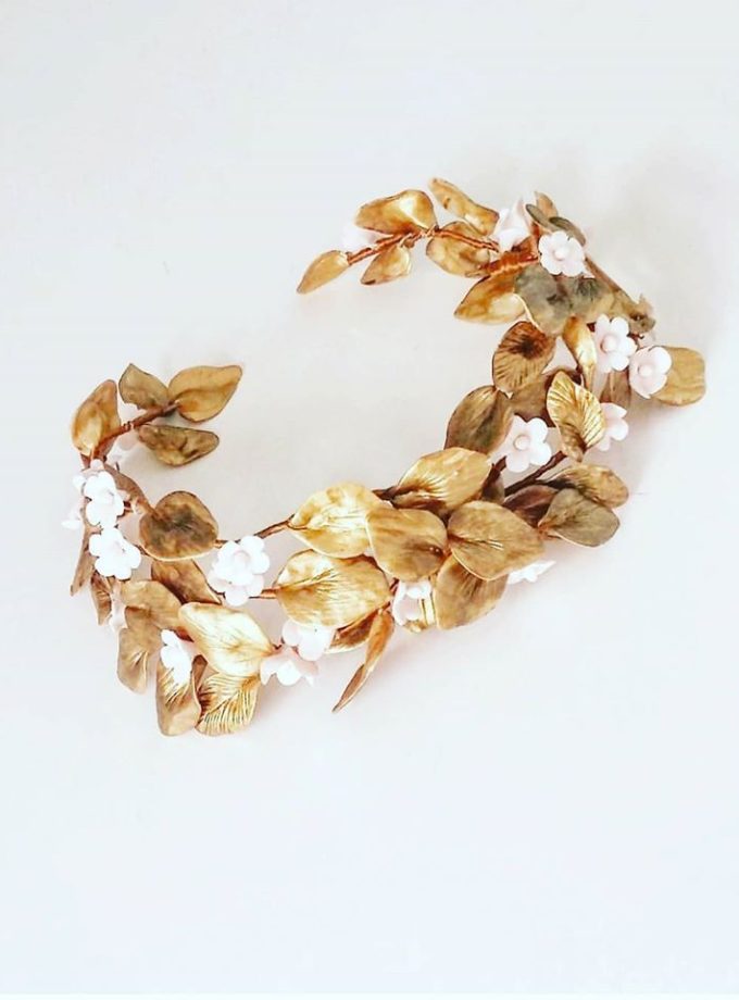 Media tiara dorado y marfil