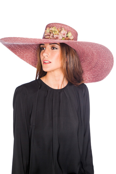 XXL nude sun hat with flowers
