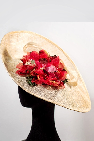 Pamela natural con flor de gasa y terciopelo