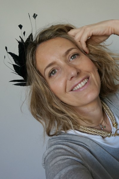 Headband with black feathers