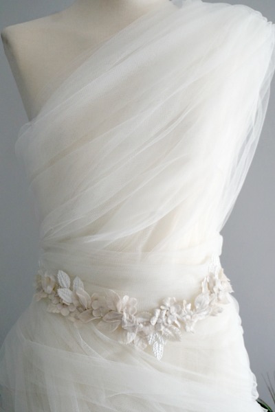 Pure white belt of the bride