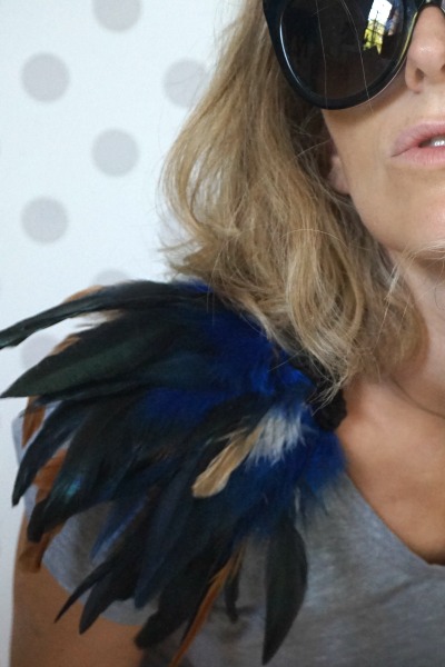 Midnight blue and camel shoulder pad