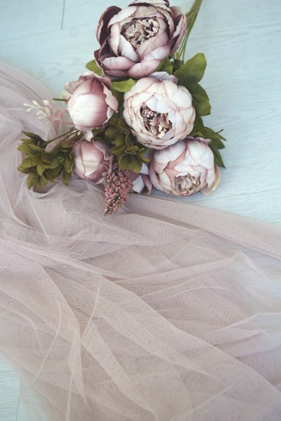 Silky, dusty pink wedding veil